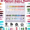 image:imageJ MARK 48pc Deluxe Painting Kits for Adults  Includes Adjustable Wood Easel Thick Canvases Acrylic Paints Brushes SetWooden and Plastic Palettes 2 Painting Knives 3 Sponges Color Mixing Wheel48 Pcs
