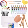 image:imageJ MARK 48pc Deluxe Painting Kits for Adults  Includes Adjustable Wood Easel Thick Canvases Acrylic Paints Brushes SetWooden and Plastic Palettes 2 Painting Knives 3 Sponges Color Mixing Wheel48 Pcs