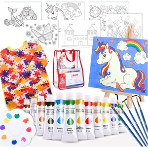 image:imageJ MARK Kids Acrylic Painting Kit  Unicorn Castle Theme 28Piece Set with Easel Canvases Brushes amp More Ages 412Unicorn Castle